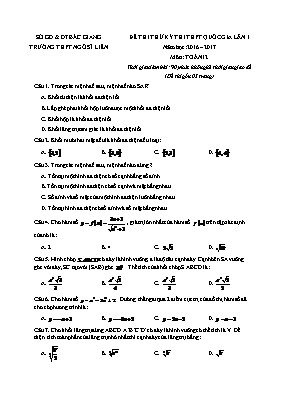 Đề thi thử kỳ thi THPT quốc gia Toán lần 1 - Năm học 2016-2017 - Trường THPT Ngô Sĩ Liên